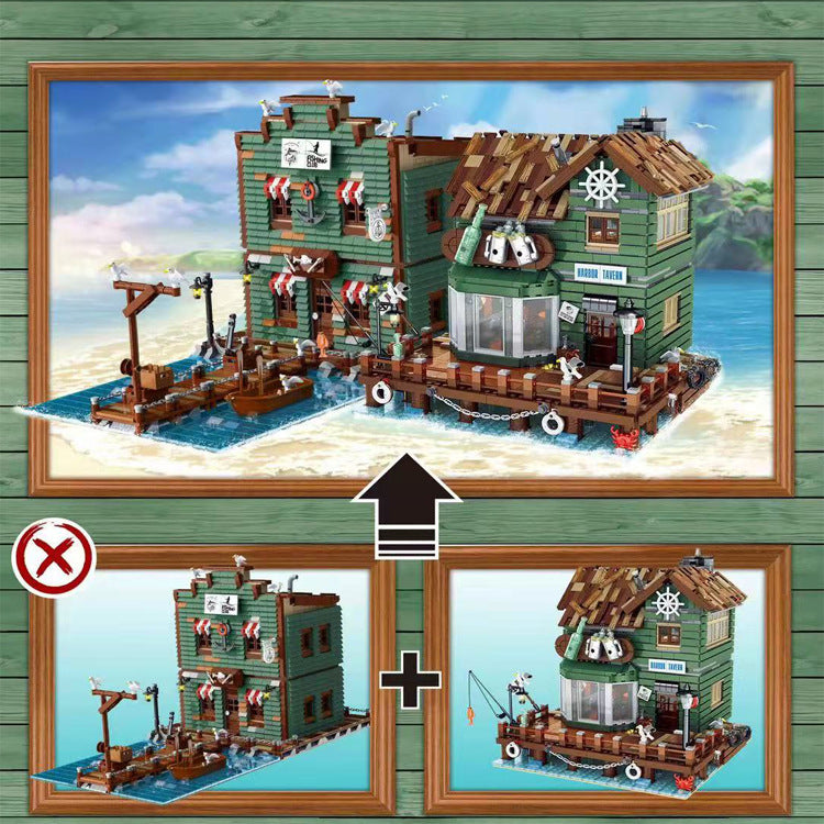 URGE 30108 City Street Harbor Tavern Building Blocks 3103pcs bricks Toys For Gift from China