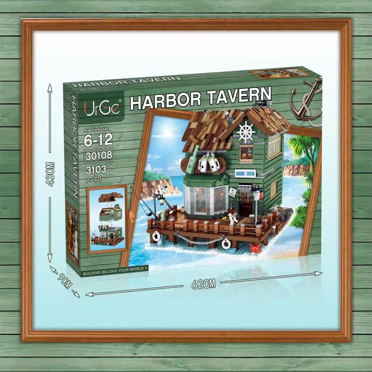 URGE 30108 City Street Harbor Tavern Building Blocks 3103pcs bricks Toys For Gift from China