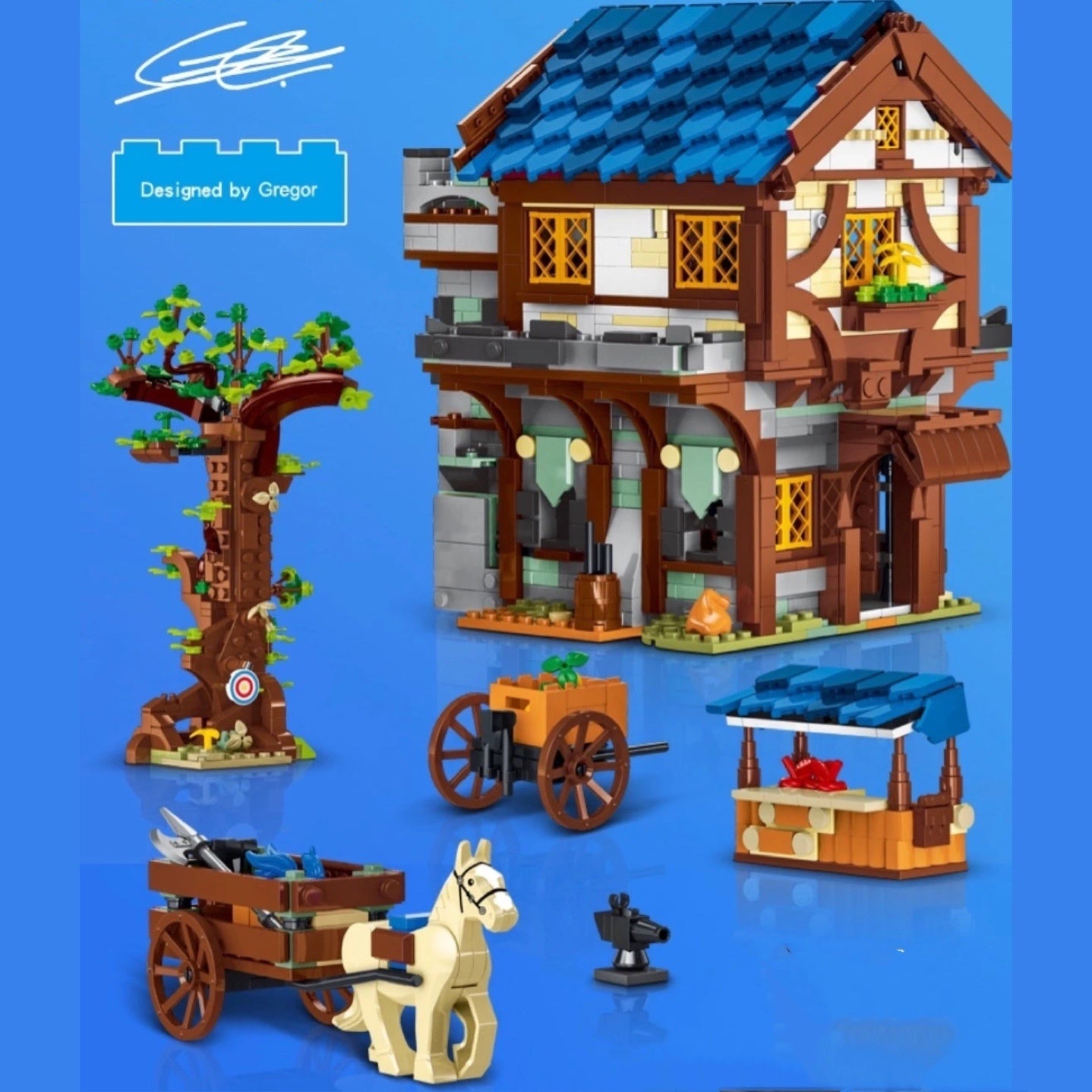 URGE 50105 MOC building blocks Medieval Town Stable 2645pcs/pzs bricks toys ship from China.
