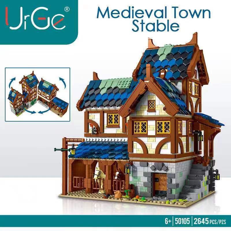 URGE 50105 MOC building blocks Medieval Town Stable 2645pcs/pzs bricks toys ship from China.