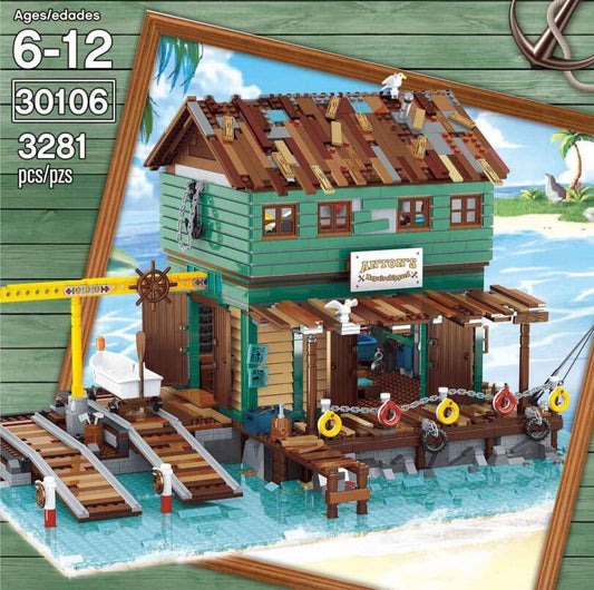 URGE 30106 Creator Series Fisherman's Cabin at Shipyard Pier Building Block 3281pcs Bricks Toy from China