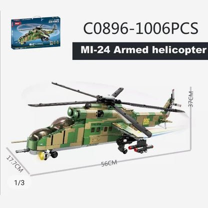 WOMA C0896 MOC Military Helicopter No.24 Air Force Building Blocks 1006pcs Bricks Toys From China Delivery.