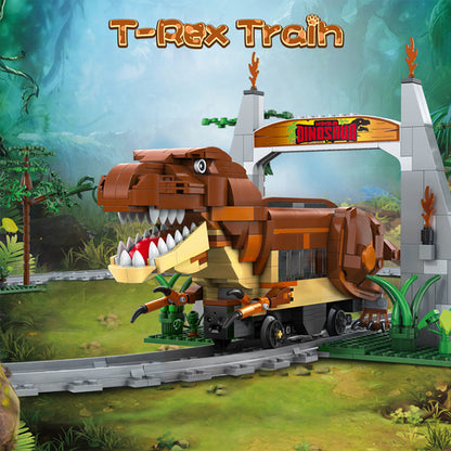 {Without Minifigures}CADA C59003 MOC Jurassic TYrannosaurus Railcar Dinosaur electric train Building Blocks(with Motor) 1039pcs Bricks Toys From China Delivery.