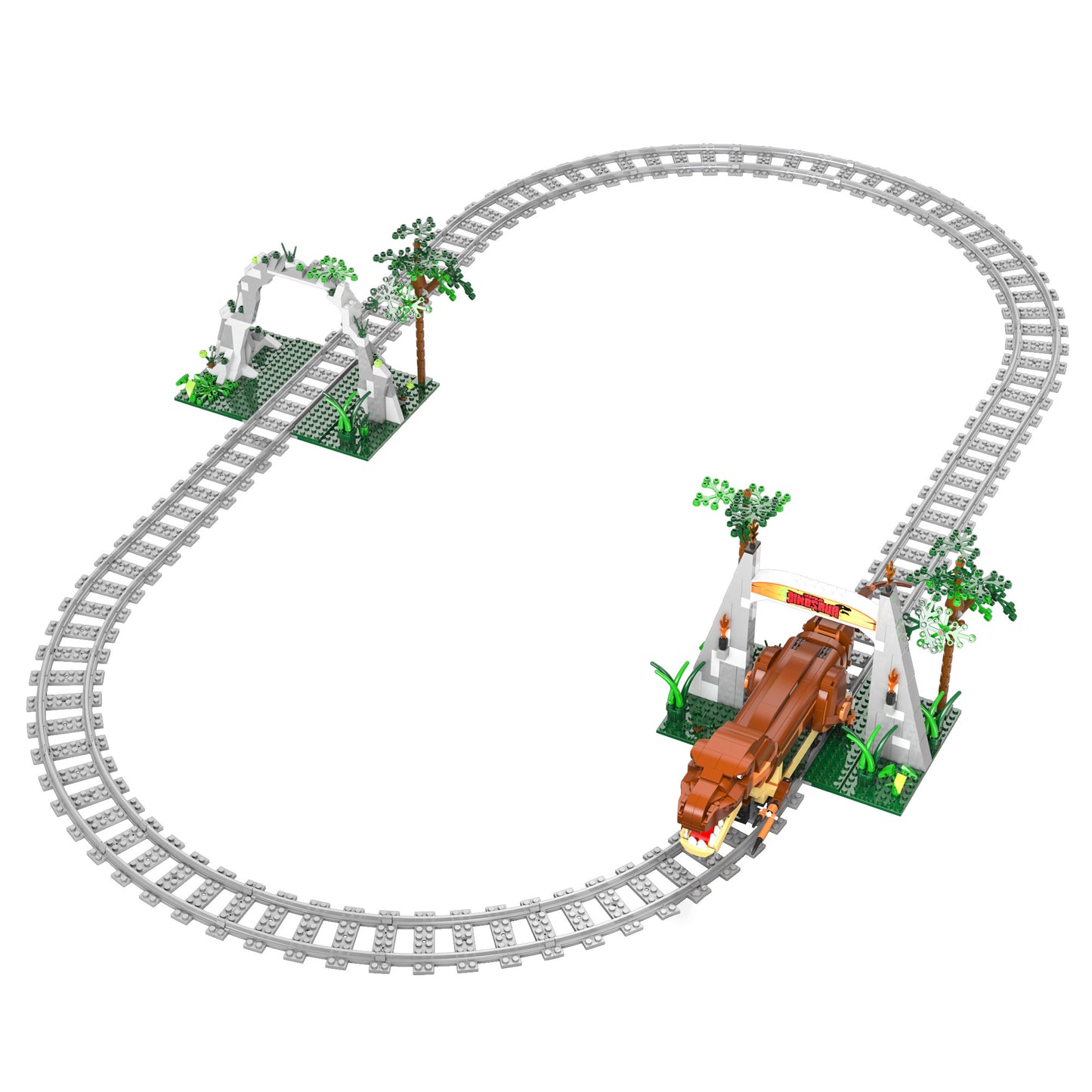 {Without Minifigures}CADA C59003 MOC Jurassic TYrannosaurus Railcar Dinosaur electric train Building Blocks(with Motor) 1039pcs Bricks Toys From China Delivery.
