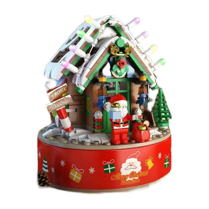XINBAO 18019 18020 18021 18022 Santa Claus Gingerbread House Castle Music Box Building Blocks Christmas Holiday Toy House From China
