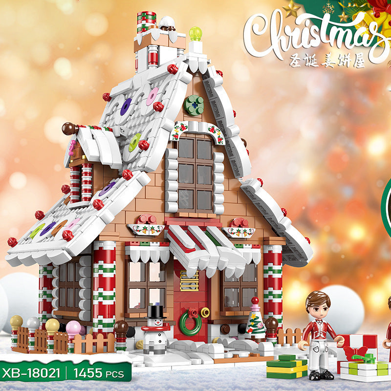 XINBAO 18019 18020 18021 18022 Santa Claus Gingerbread House Castle Music Box Building Blocks Christmas Holiday Toy House From China