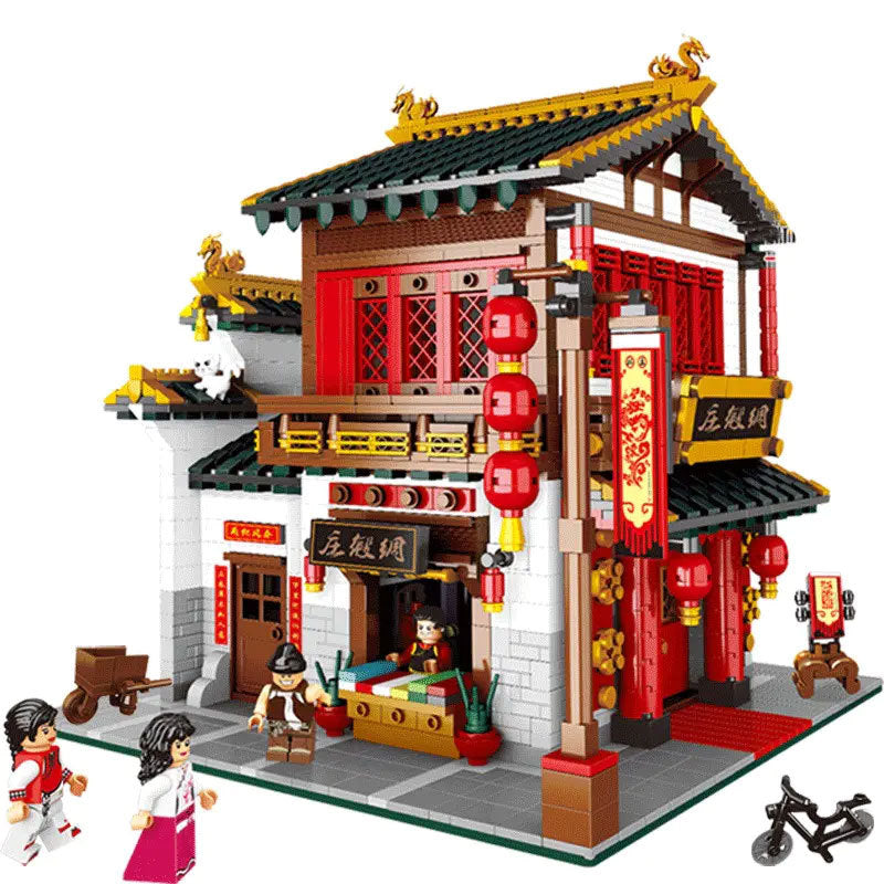 XINGBAO  01001 Creator Expert Steet View Series China Town Silk Zhuang Set Building Blocks 2787pcs Bricks Toys  From China