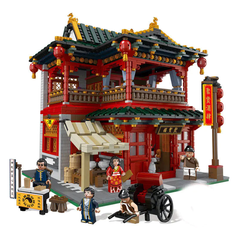 XINGBAO  01002 Creator Expert Steet View Series China Town Chinese Pub Set Building Blocks 3267pcs Bricks Toys  From China