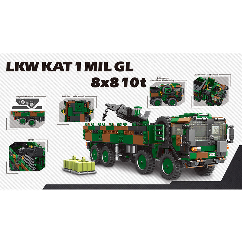 XINGBAO 06052 Moc Military Car LKW KAT 1MIL GL Building Blocks 8*8 10t With 893pcs BRICKS Toys From China.