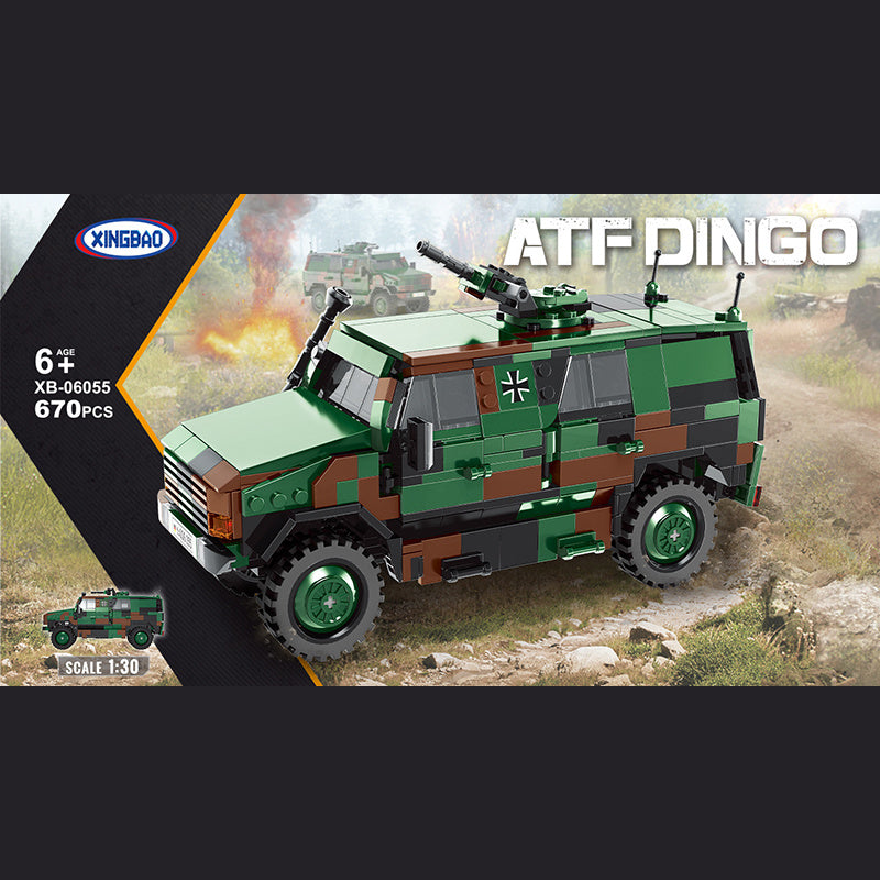 XINGBAO 06055 MOC Military 1:30 ATF DINGO Car Toys Building Blocks with 670pcs Bricks From China.