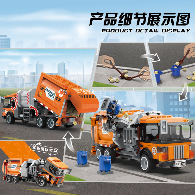 XINGBAO 18016 18017 City series City Sanitation Garbage Truck Building Blocks Toy 550pcs  From China