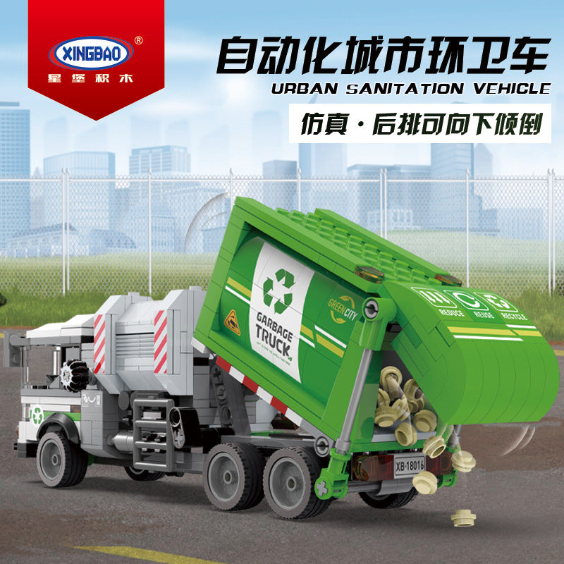 XINGBAO 18016 18017 City series City Sanitation Garbage Truck Building Blocks Toy 550pcs  From China