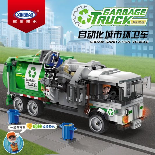 XINGBAO 18016 18017 City series City Sanitation Garbage Truck Building Blocks Toy 550pcs  From China