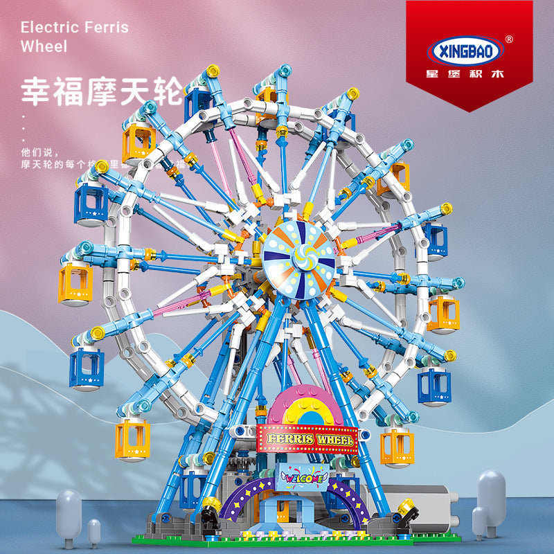 XINGBAO 18023 MOC Bricks City Building Sets Sereis 870pcs Electric Ferris Wheel With Motor Building Blocks from China