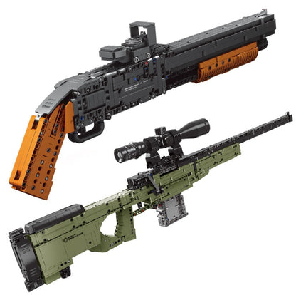 XINGBAO 24001 Shotgun  And 24002 AWM Sniper Rifle Military Weapon Building Block Toy Simulation Gun From China