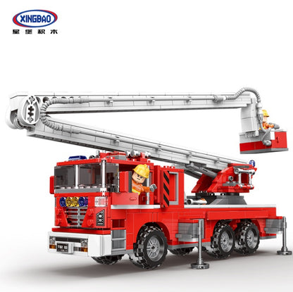XINGBAO City Medical Ambulance Rescue Emergency Ladder Truck Car Airport Firefighter man Building Blocks Bricks Toys Children From China