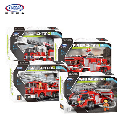 XINGBAO City Medical Ambulance Rescue Emergency Ladder Truck Car Airport Firefighter man Building Blocks Bricks Toys Children From China