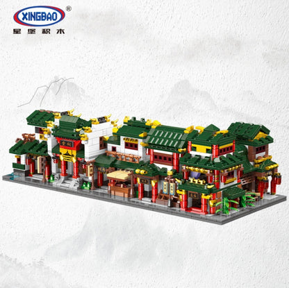 XINGBAO01101 01102 01103  Chinatown Series Toon Tea House Pub City Street Store Building Bricks Toys Gift for Children Birthday Gift Model From China