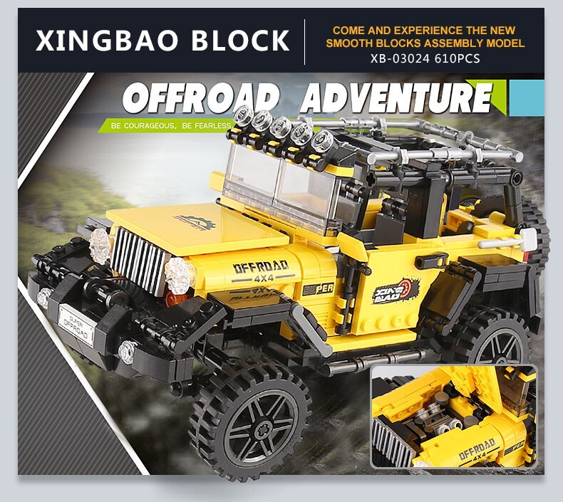 XINGBAO 03024 Offroad Adventure Set Building Blocks Bricks Toys for Kids Educational Off-road Truck Model Ship From China
