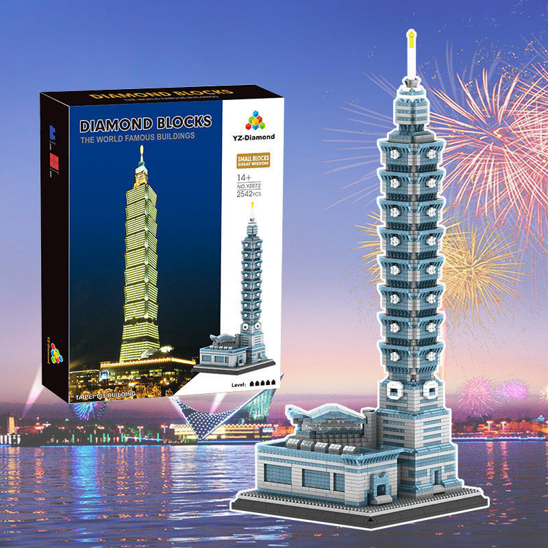 YZ-Diamond YZ072 MOC Chinese Taipei 101 Building Blocks World Architecture Financial Center DIY 2542pcs bricks ship from China.