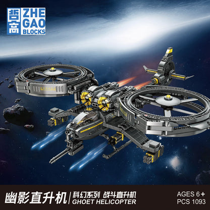 ZHEGAO QJ5001 Science Fiction Series Phantom Attack Aircraft Building Blocks Toy 1093pcs Ship From China