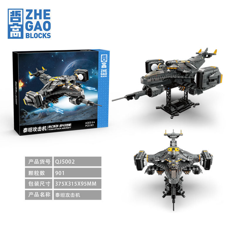 ZHEGAO QJ5002 Science Fiction Series Titan Attack Aircraft Building Blocks Toy 901pcs Ship From China