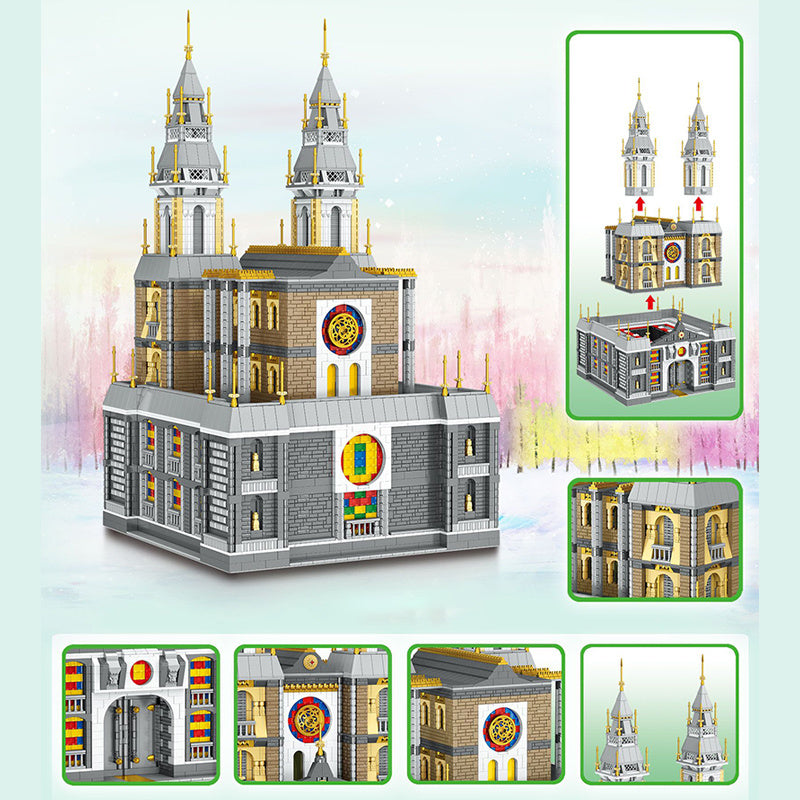 ZHEGAO QL00967 Mini Bricks New Holy Harmony Church Building Blocks Ship From China.