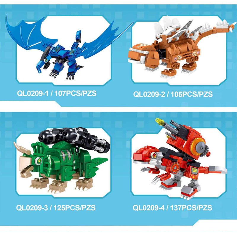 ZHEGAO QL0209 Mechanical Dinosaur 6 IN 1 Series Building Blocks from China