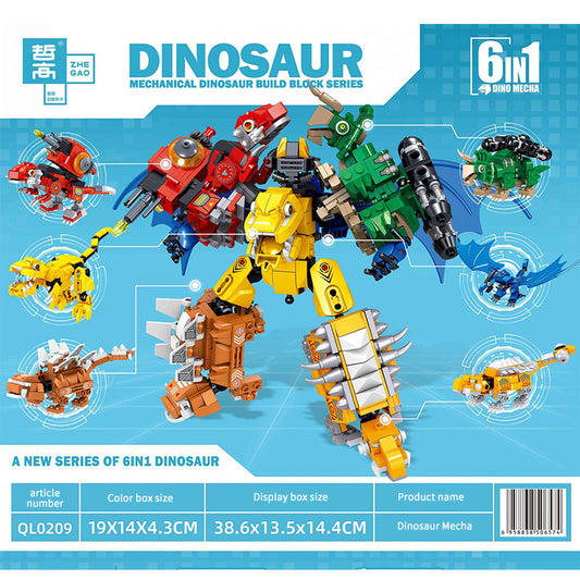 ZHEGAO QL0209 Mechanical Dinosaur 6 IN 1 Series Building Blocks from China
