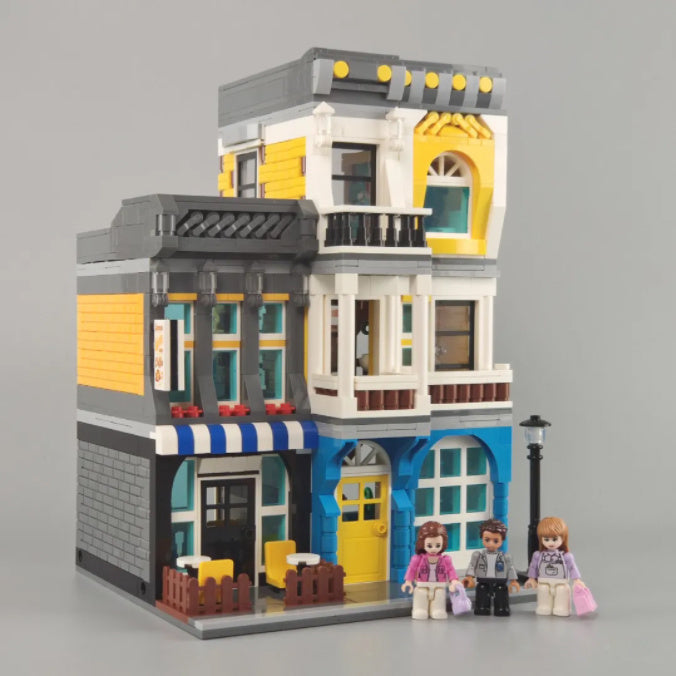 ZHEGAO QL0934 Creator Street View Series Summer Coffee Shop Building Blocks 1278pcs Bricks Ship From China
