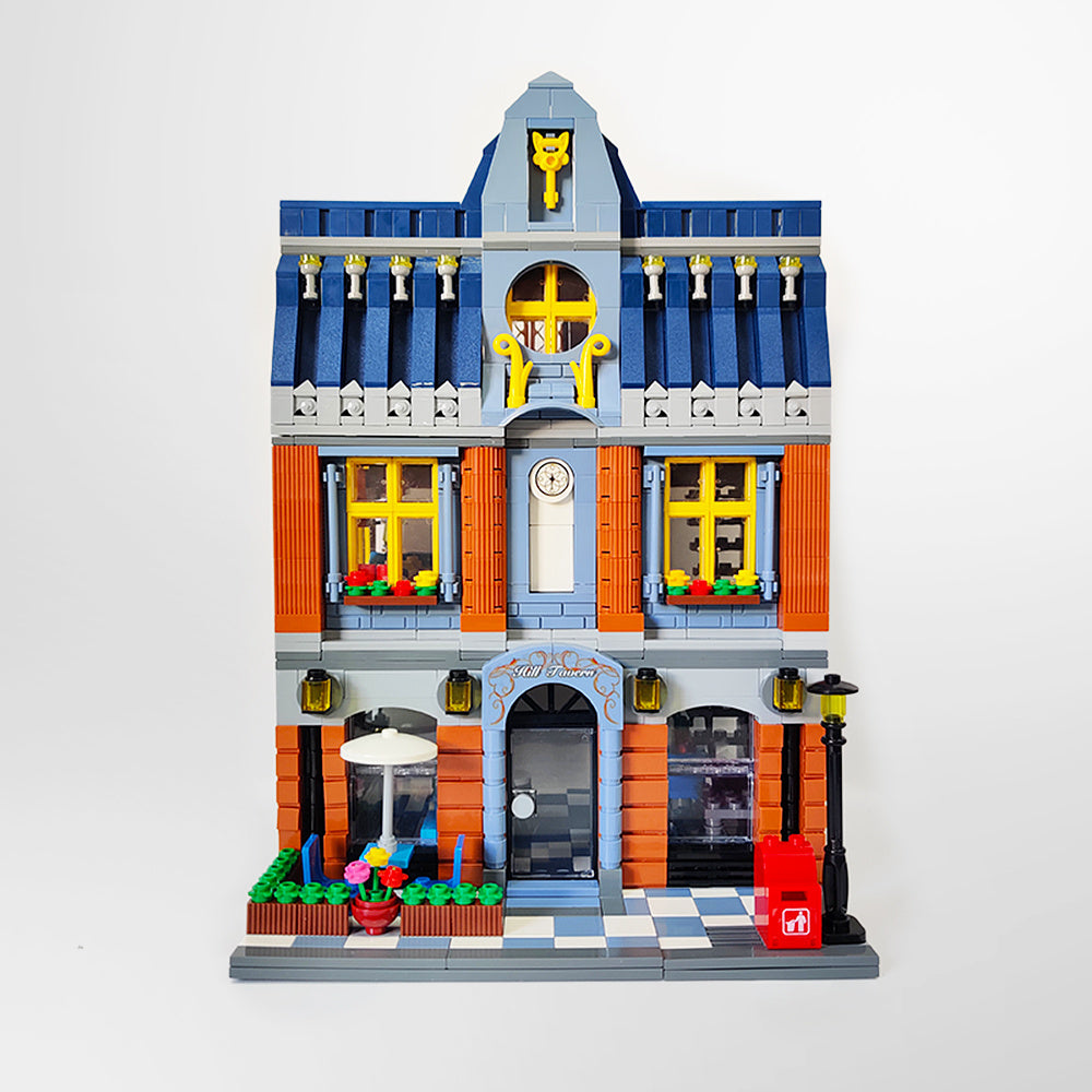 ZHEGAO QL0935 Creator MOC Street View Series Hill Tavern Building Blocks Bricks Ship From China