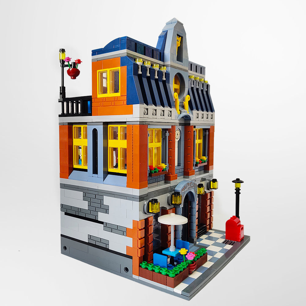 ZHEGAO QL0935 Creator MOC Street View Series Hill Tavern Building Blocks Bricks Ship From China