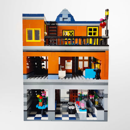 ZHEGAO QL0935 Creator MOC Street View Series Hill Tavern Building Blocks Bricks Ship From China