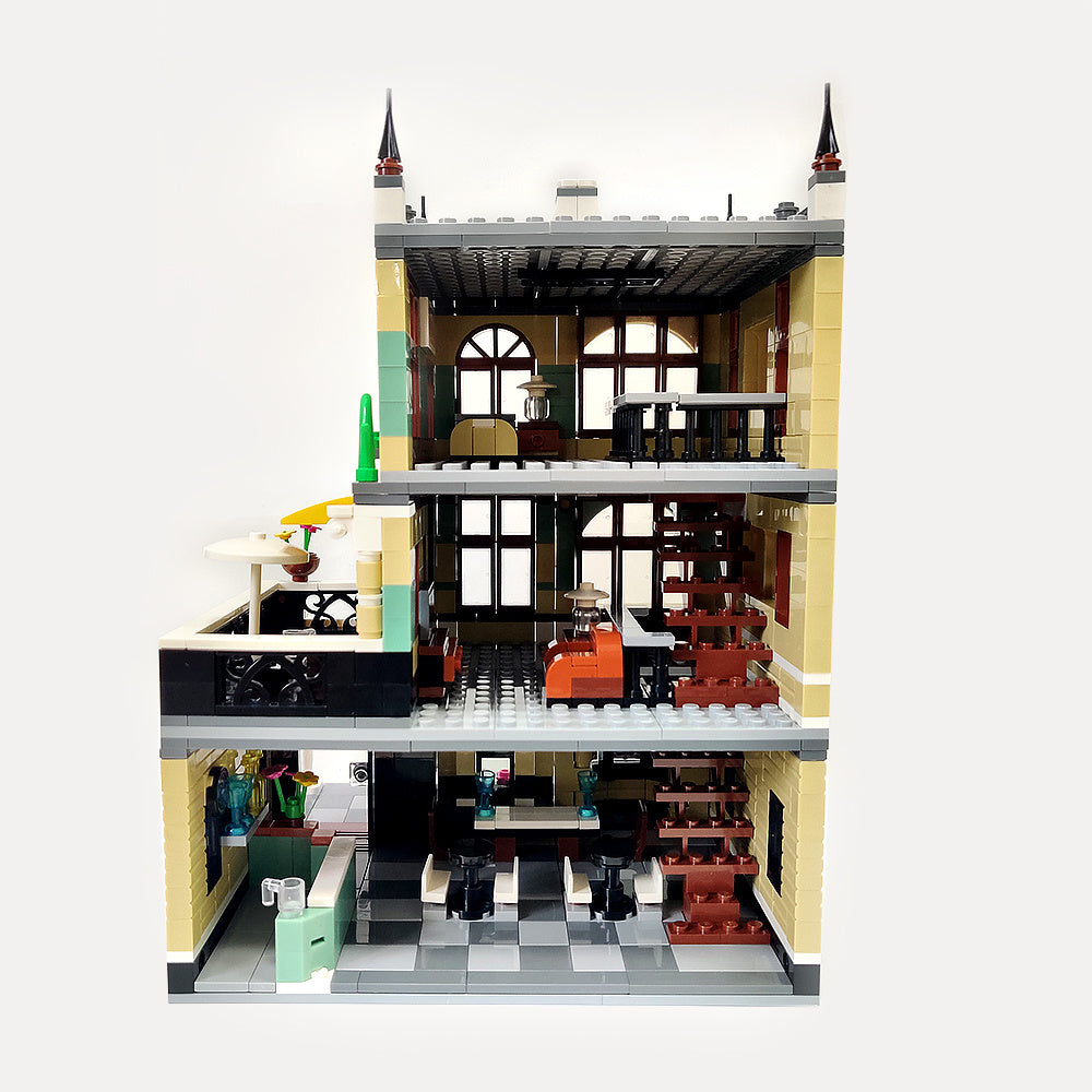 ZHEGAO QL0936 Creator MOC Street View Series Rome Restaurants Building Blocks Ship From China