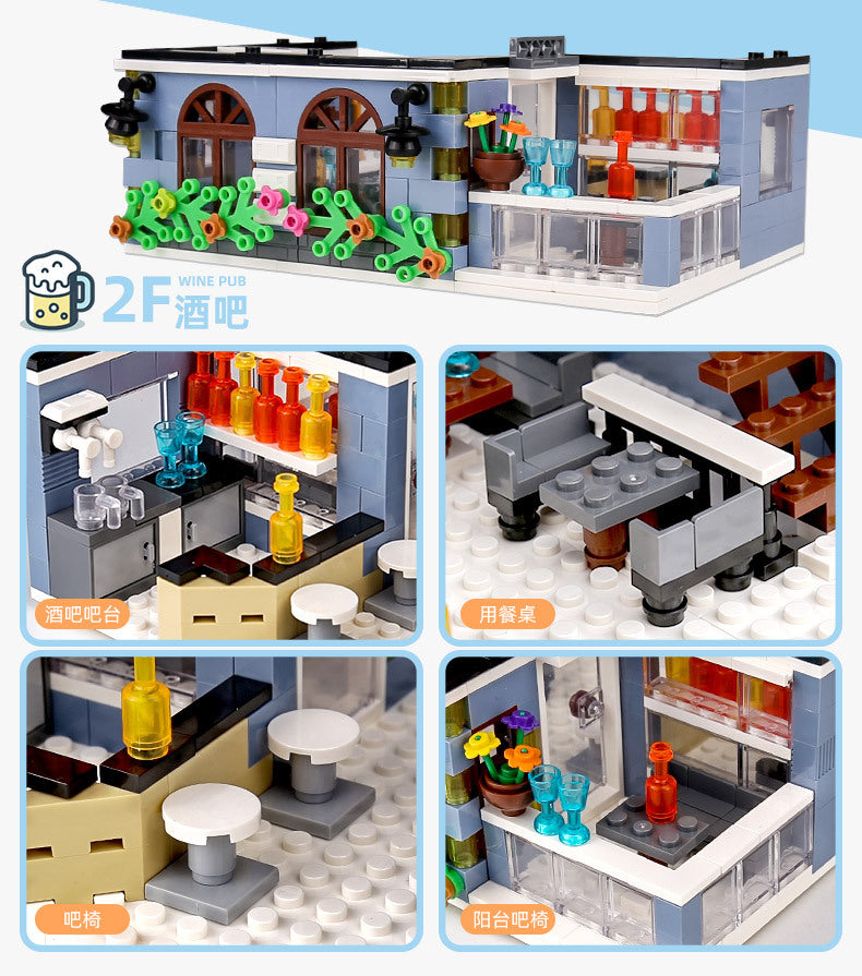 ZHEGAO QL0940 MOC Creator Street View Series Garden Hotel Building Blocks 1316pcs Bricks Toys Gift Education Ship From China