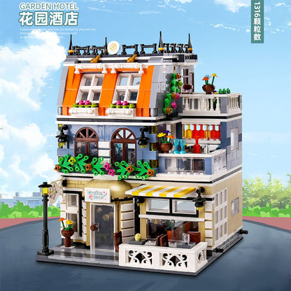 ZHEGAO QL0940 MOC Creator Street View Series Garden Hotel Building Blocks 1316pcs Bricks Toys Gift Education Ship From China