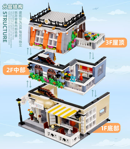 ZHEGAO QL0940 MOC Creator Street View Series Garden Hotel Building Blocks 1316pcs Bricks Toys Gift Education Ship From China