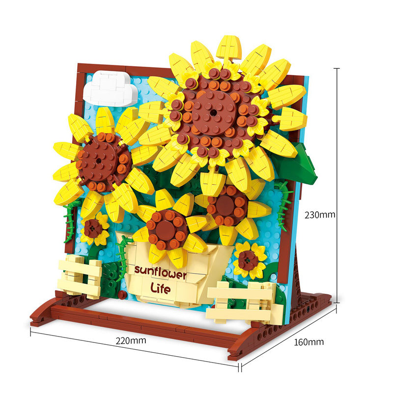 ZheGao DZ1013 Art and crafts Painting Sunflower Life building Blocks 580pcs Bricks Toys From China Delivery.