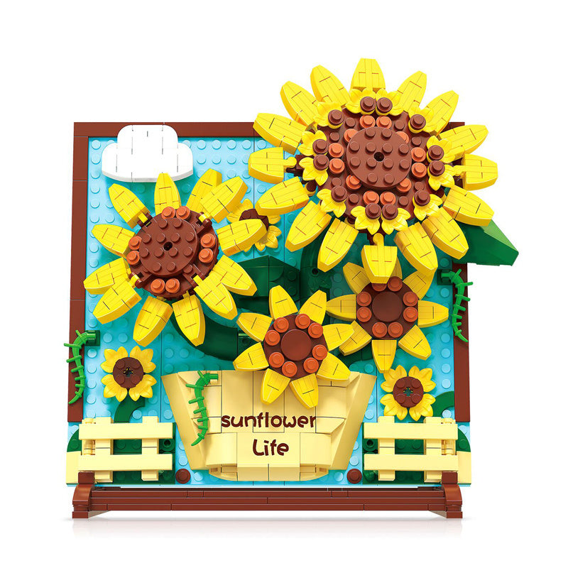 ZheGao DZ1013 Art and crafts Painting Sunflower Life building Blocks 580pcs Bricks Toys From China Delivery.
