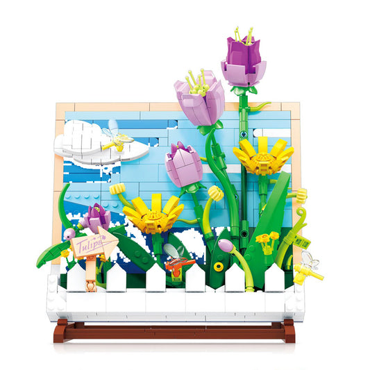 ZheGao DZ1015 Art and crafts Painting BionicTulips building Blocks 542pcs Bricks Toys From China Delivery.