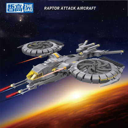 ZheGao QJ5008 MOC Technic Raptor Attack Aircraft Building Blocks 887pcs Bricks Toys From China Delivery.
