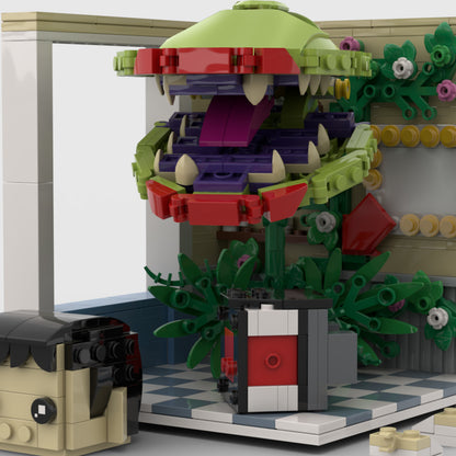 MOC-125143 Little Shop Of Horrors Mushnik's shop diorama, Audrey II,Seymour, Audrey, Orin,Mr Mushnik