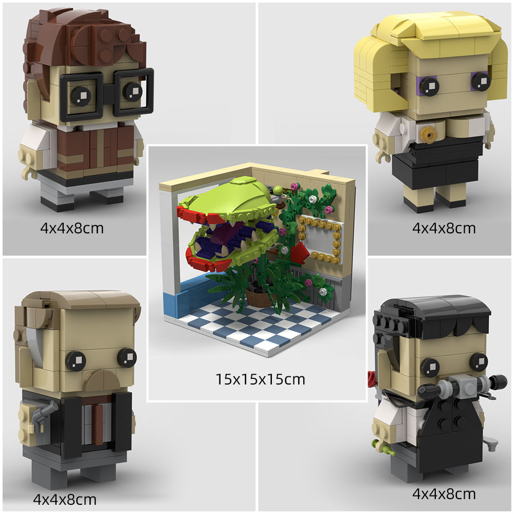 MOC-125143 Little Shop Of Horrors Mushnik's shop diorama, Audrey II,Seymour, Audrey, Orin,Mr Mushnik