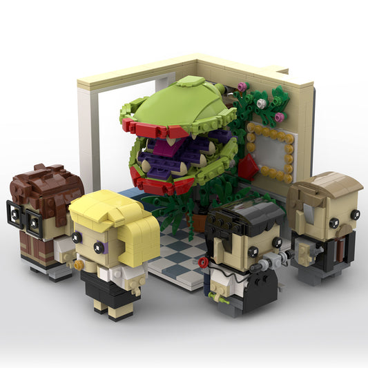 MOC-125143 Little Shop Of Horrors Mushnik's shop diorama, Audrey II,Seymour, Audrey, Orin,Mr Mushnik