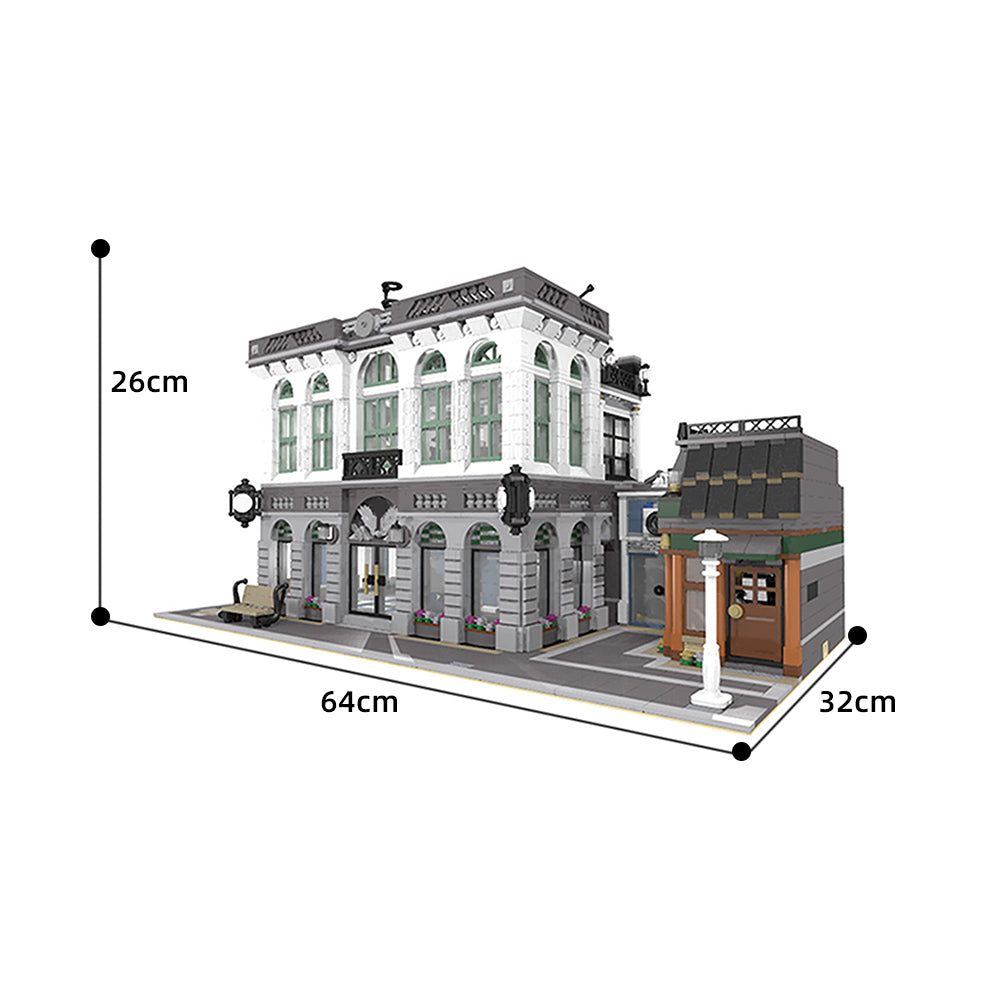 MOC-10811 Brick Bank with Coffee Shop building blocks kit with compatible bricks(Only 1 left in stock)