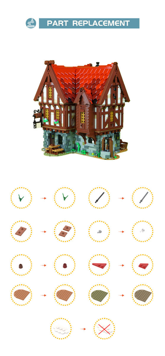 MOC-72838 Medieval Tavern building blocks kit with compatible bricks