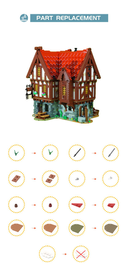 MOC-72838 Medieval Tavern building blocks kit with compatible bricks