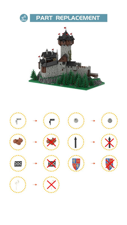 MOC-65340 Burg Falkenstein, Medieval Castle in Carinthia, Austrian Alps building blocks kit with compatible bricks