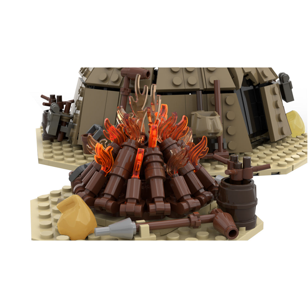MOC Star Wars Tusken Raider Urtya Tent - Campfire building blocks series bricks set