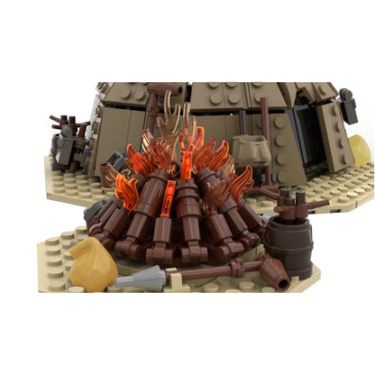 MOC Star Wars Tusken Raider Urtya Tent - Campfire building blocks series bricks set